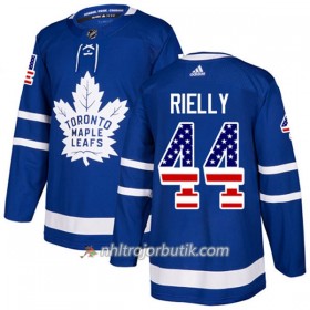 Män Ishockey Toronto Maple Leafs Tröja Morgan Rielly 44 Adidas 2017-2018 Blå USA Flag Fashion Authentic